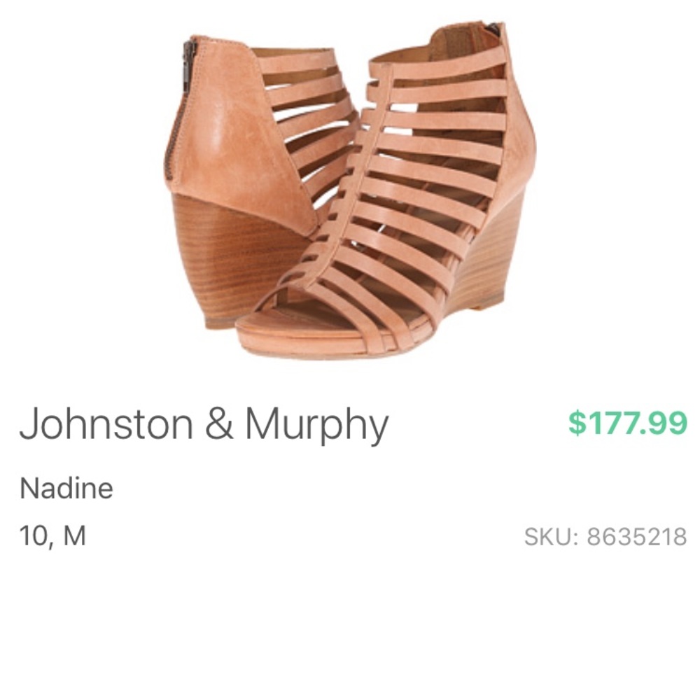 Johnston & Murphy Nadine Wedge Sandal Tan Size 10